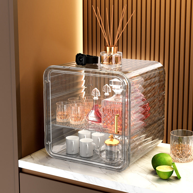 Shelf Transparent cup holder Multi-layer large-capacity cup dust-proof storage box Thickened multi-functional wine glass display box holder