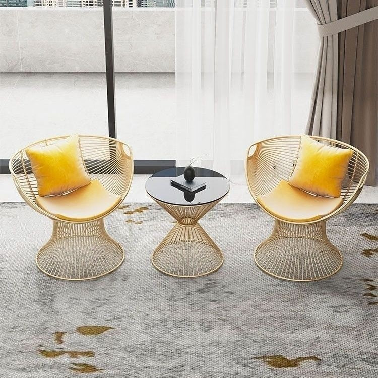 New arrivalins style iron casual single sofa coffee table suitaccessible luxuryfor home balcony table sofa chair combination