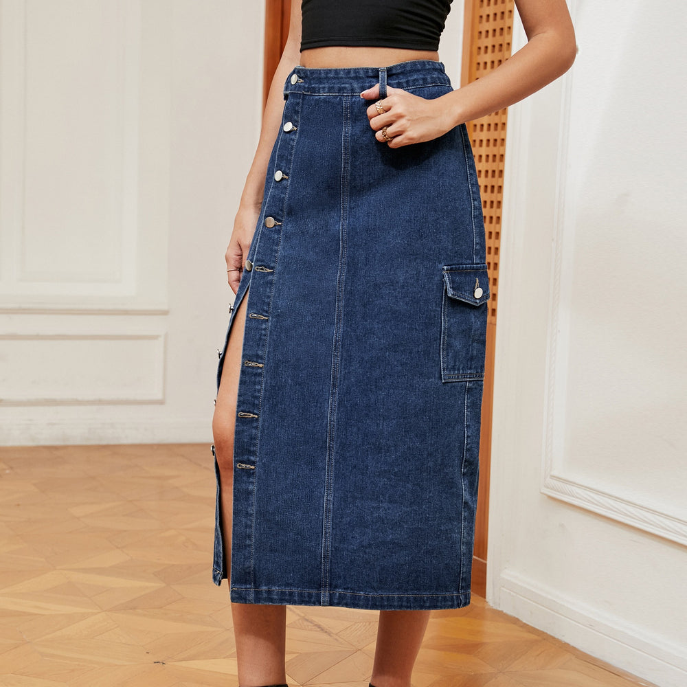 Fashion cross-border foreign trade independent station  new hot girl semi-elastic denim workwear casual skirt skirt for women