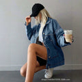 Amazon tiktok pinduoduo export cross-border fashion women's large silhouette lightweight denim jacket outwear