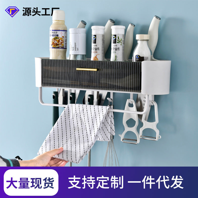 Xinle kitchen rack non-punching wall-mounted household seasoning storage tool hanger multi-functional storage rack