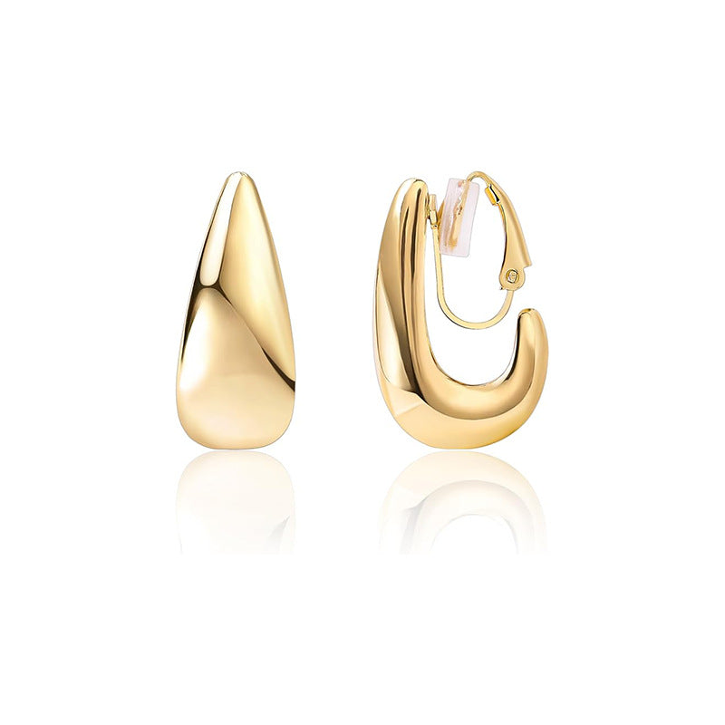 2024 new fashionable minimalist 14k gold women's earrings - versatile, high-end, light luxury, and exquisite