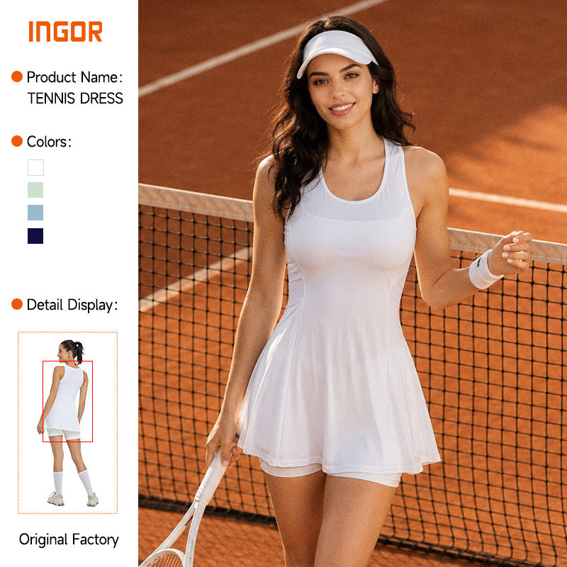 Lightweight & quick-dry badminton/tennis skirt dress - slim fit golf dress for women - figure-flattering pleated tennis skirt