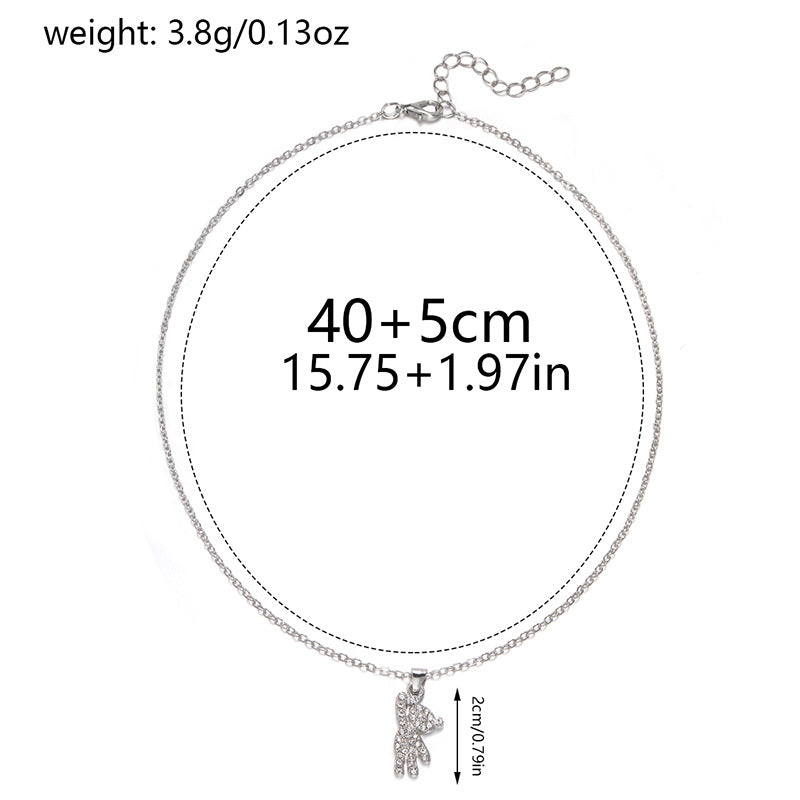 2024 autumn new arrivals: fashionable alloy diamond-studded pendant necklace for women - cute animal bear design, perfect for export