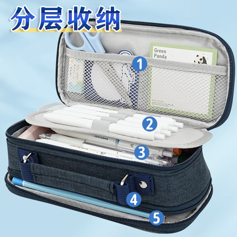 Large capacity pencil case boy stationery box junior high school students 2024 new  stationery box multi-layer primary school students pencil case