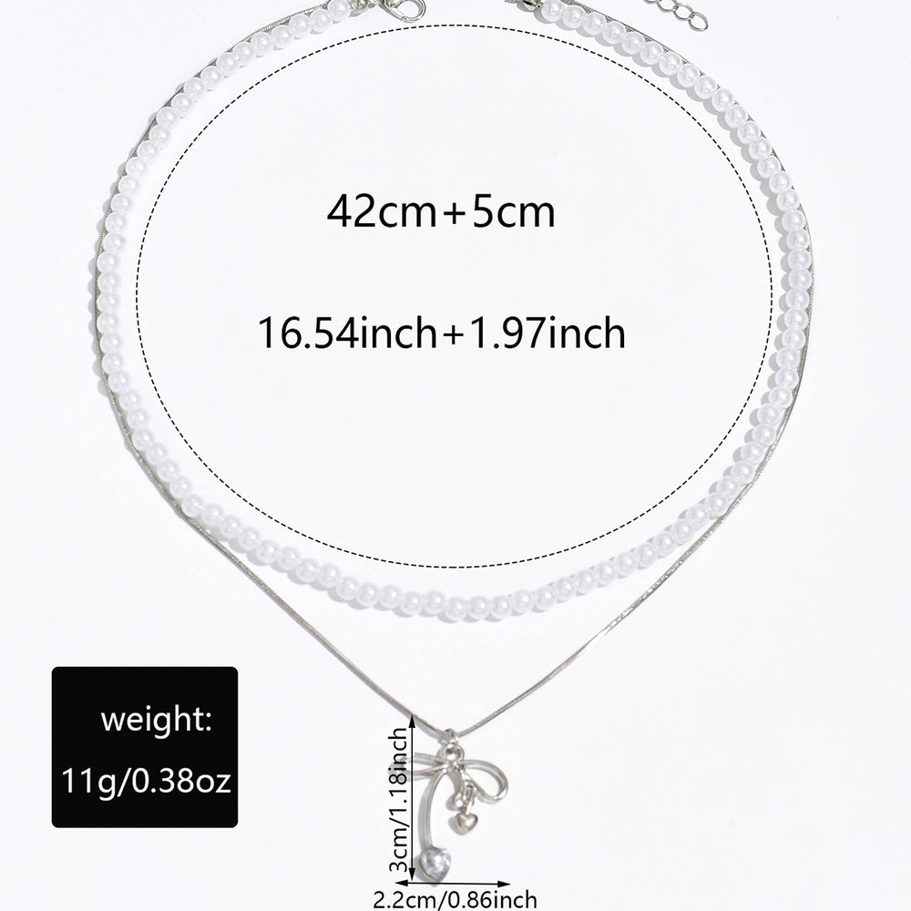 French style stacked pearl necklace wholesale european and american cross-border retro necklace accessible luxury high-end bow clavicle chain for women