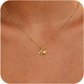 new fashion light luxury style 26 letter heart necklace, 14k gold plated minimalist versatile women's necklace
