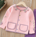 Girls' knitted sweater two-piece set -  autumn/winter new collection - handmade floral pants set for baby girls