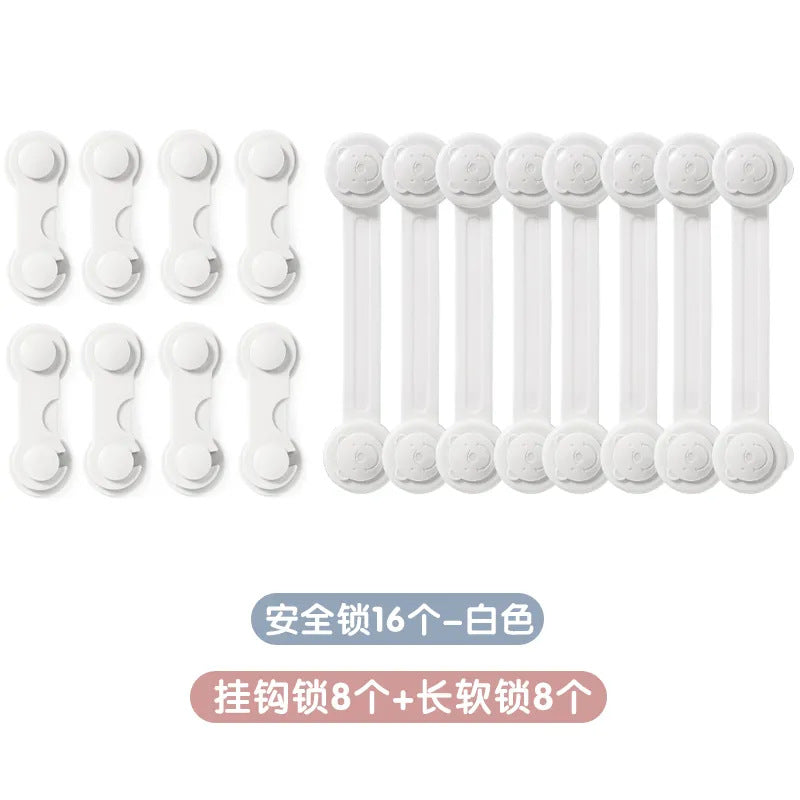 Wholesale double-lock child safety drawer locks - anti-pinch hand protection strips for baby safety - childproof door lock buckles & hook locks