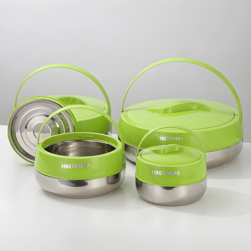 Customized export-grade insulated food carrier set - 3-piece stainless steel (201 grade) thermal food container with insulated lunch box for outdoor use