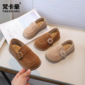 Vancahao single-sided velvet birkenstock shoes  spring & fall new arrivalkidsfashion leather shoes soft bottom bean shoes student flats