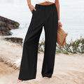 new women's summer fashion loose solid color high waist casual straight leg trousers for cross-border