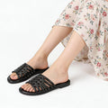fashion french retro sandals women's summer outdoor wear flat soft leather non-slip flip-flops wholesale