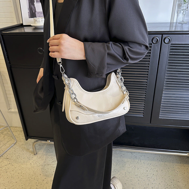 Cross-border bags bags women's high-end sense niche soft leather underarm bag chain shoulder bag trendy versatile commuter messenger bag