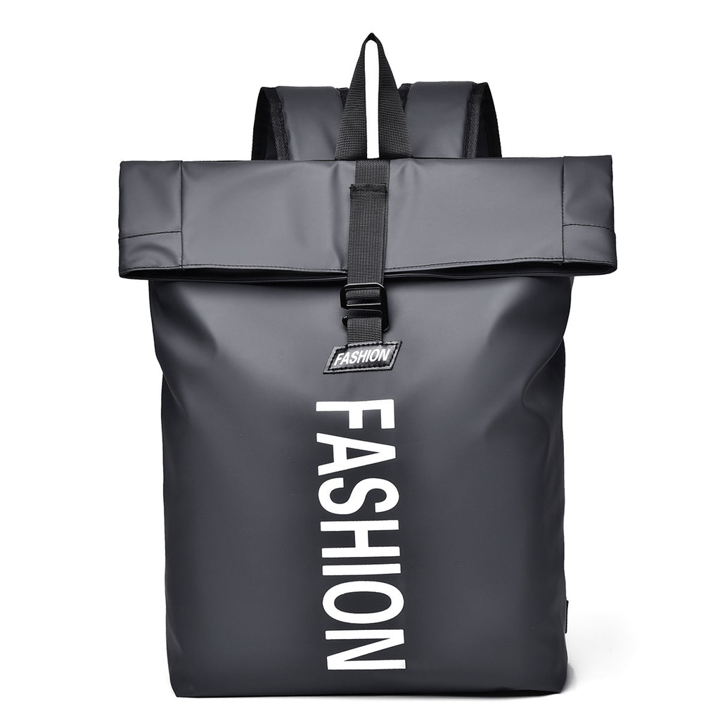 Cross-border trendy cool casual backpack men's travel commuter backpack folding roll mouth travel bag casual student bag