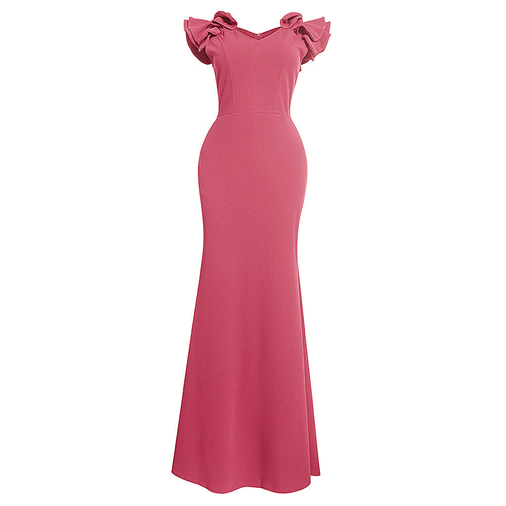 European and american women's clothing    new long dress - figure-flattering, bodycon, african style dress with v-neck and multiple color options