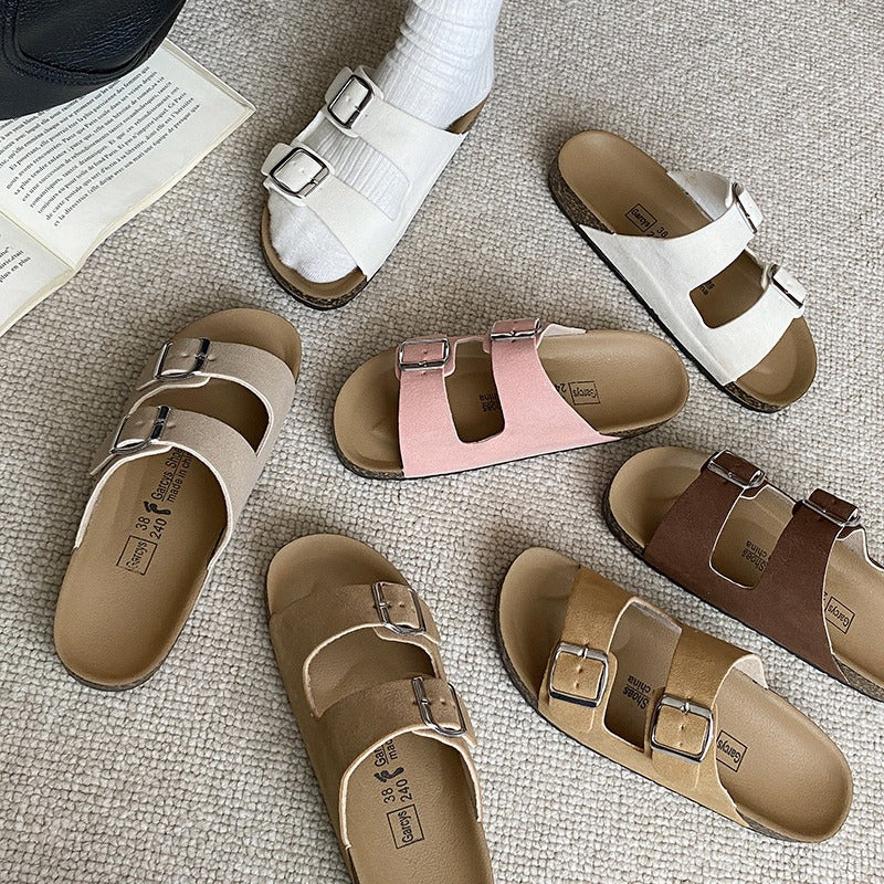 2026 new french retro chunky platform double buckle french chic sandals & slippers - summer outdoor fashion, export quality