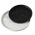 Japanese-style premium black and white ceramic dinnerware - high-end rock texture dinner plates for home use - round steak and chop dishes for restaurants