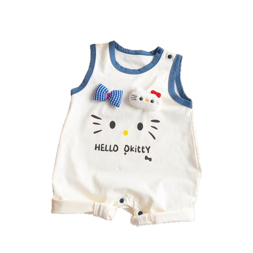 Summer lightweight full month bodysuit baby clothes cute boy baby hundred days sleeveless summer outing crawling suit trendy