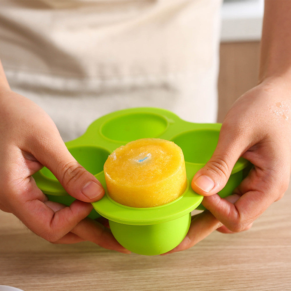 4-hole silicone baby kids food supplement box sealed crisper box ice grids ice cream fruit ice mold baking cake pan