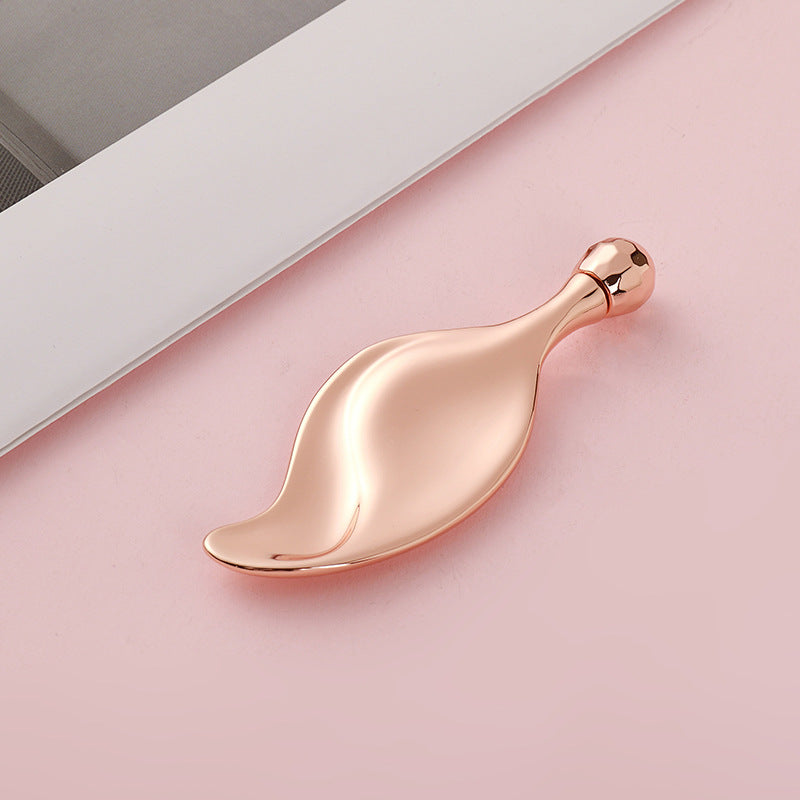 Factory direct leaf-shaped massage facial roller - metal scraping board for face, eye, and neck lifting - wholesale