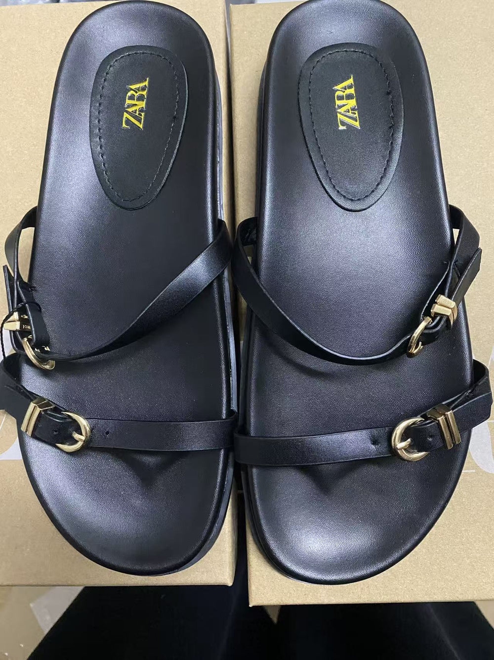 Za2025 summer/spring new women's fashion buckle strap sandals outdoor casual slippers leather buckle sandals