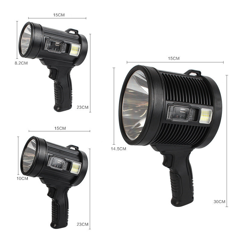 Cross-border new P70 strong light searchlight Type-C rechargeable solar with side light red and blue flash LED portable light