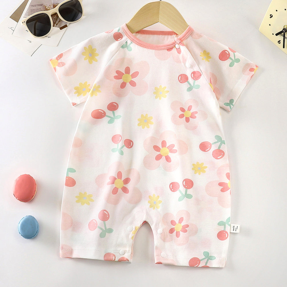 Baby clothes summer thin pure cotton air-conditioning clothes pajamas newborn baby short-sleeved onesie baby outing khaki crawling