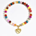 european and american bohemian colorful handmade beaded necklace for women - summer beach chic, versatile heart pendant jewelry