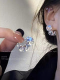 Icy beaded unique earrings-a1703 silver