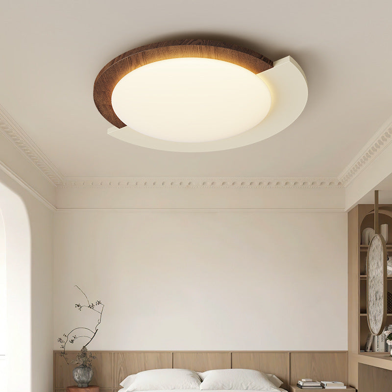 Wood grain retro bedroom ceiling light French medium and ancient style creative master bedroom light wabi sandy wind walnut pattern study light