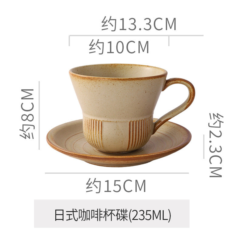 Creative trumpet shape clay coffee cup latte latte cup japanese style chinese ancient style plate plate for home mug
