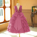 European and american cross-border custom girls' dresses, tutu skirts, little girl's cake skirts, performance costumes, deep v-back with 3d butterfly detail