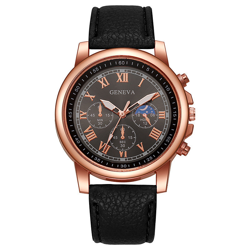 Douyin duoduo cross-border platform geneva watch women's three-eye roman belt quartz watch manufacturer spot wholesale
