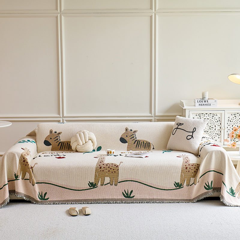 sofa towel, full cover cloth, high-end cartoon ins wind and snow Neil, anti-cat scratch, non-hair sofa cover, one-piece cover.