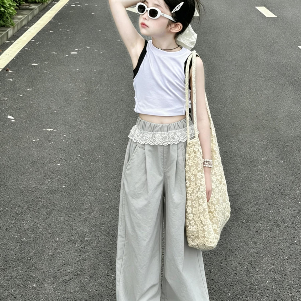 [nai fu butt curtain pants] girls summer thin quick-drying wide-leg workwear pants fashioneasiest for matchcasualpants