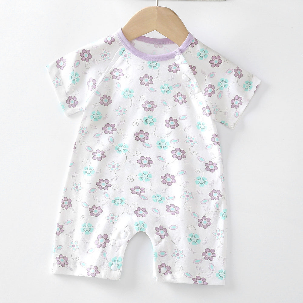 Baby clothes summer thin pure cotton air-conditioning clothes pajamas newborn baby short-sleeved onesie baby outing khaki crawling