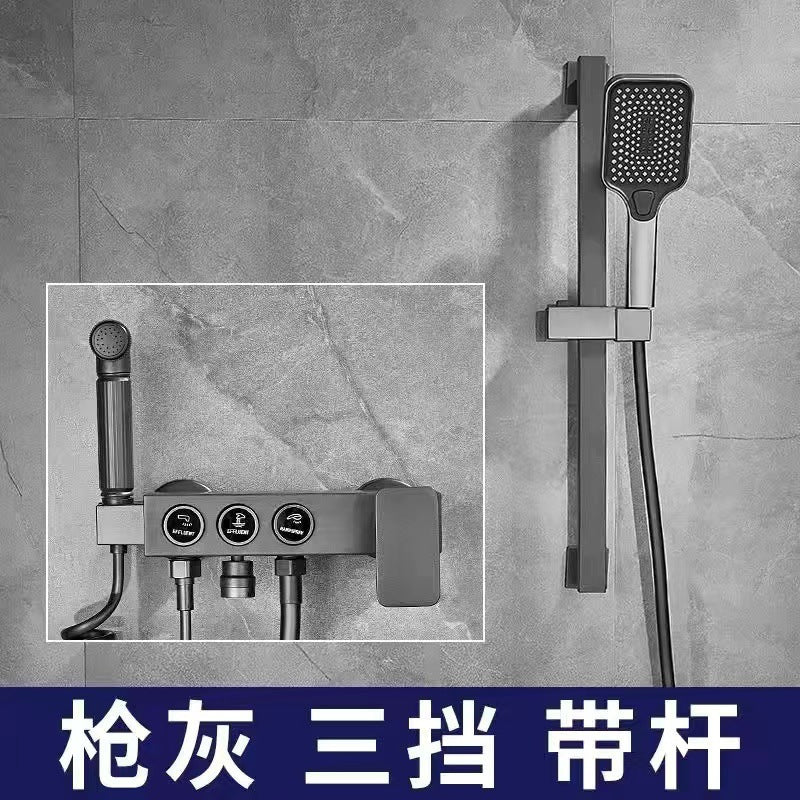 Engineering shower head suit full copper separates simple hotel constant temperature piano button booster water nozzle