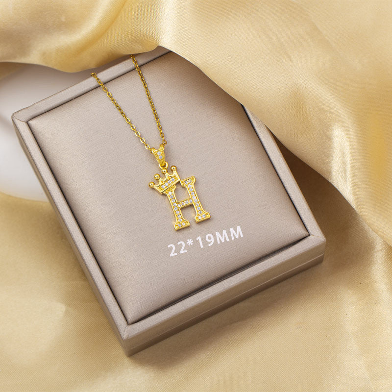 High-end letter layered necklace - 26 alphabet charms, cross-border bestseller, minimalist fashion, premium titanium steel jewelry