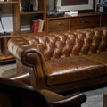 American classic retro genuine leather sofa - perfect for living rooms, small to large apartments, cigar rooms, private wine cellars, wineries, and mid-century modern styles