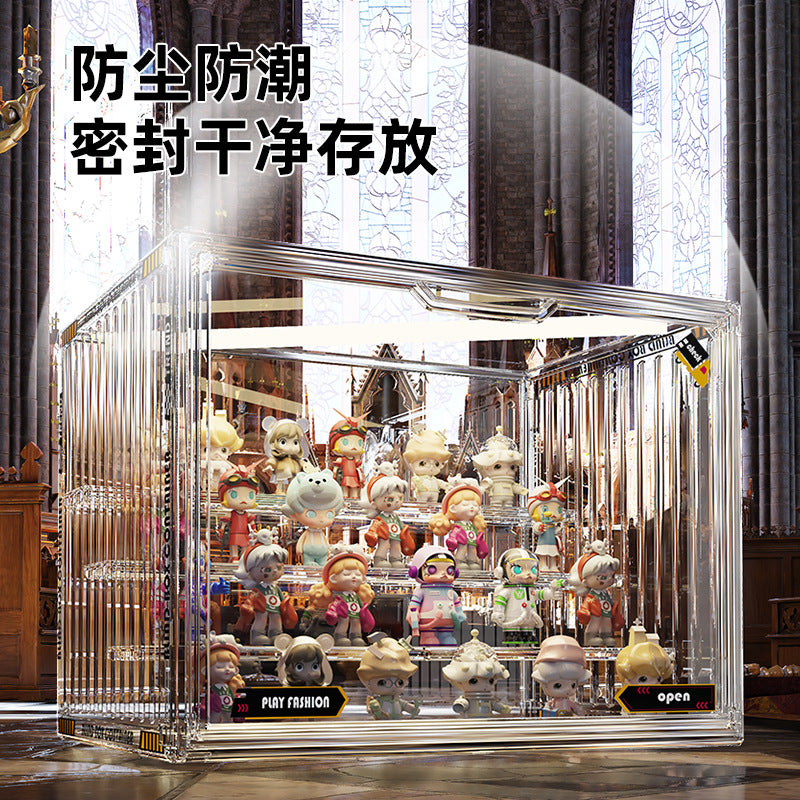 Blind box storage display stand transparent dust-proof figure storage box doll labubu POP MART model display cabinet