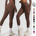 Ready-to-ship european and american style, solid color, double-sided brushed, high-waisted, quick-drying leggings for layering, fitness, outdoor running, and yoga