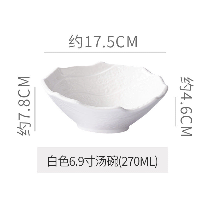Rock texture minimalist ceramic western dinnerware black and white bowls plates dishes restaurant hotel high-end plating fruit salad bowl