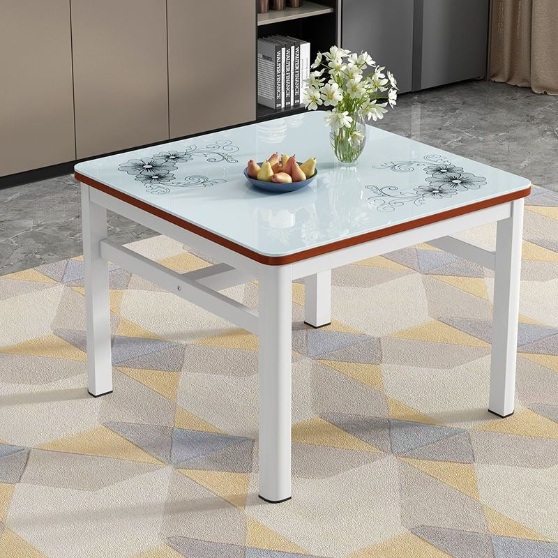 Square tempered glass dining table and chair set - modern minimalist design for small spaces