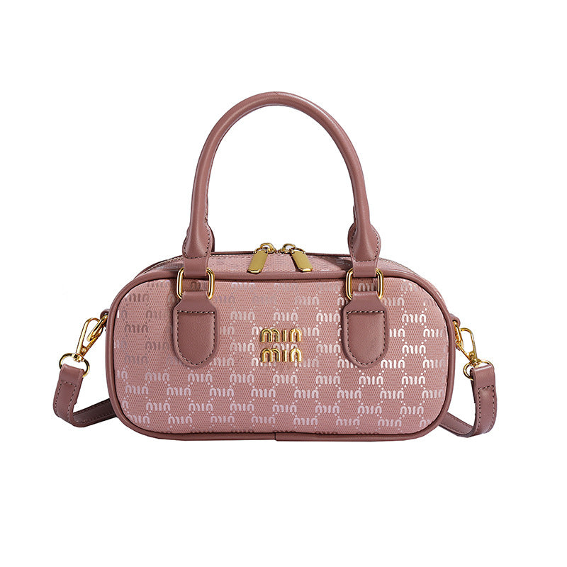 Retro portable bowling bag women's 2025 summer new niche printed pillow bag versatile fashion messenger bag