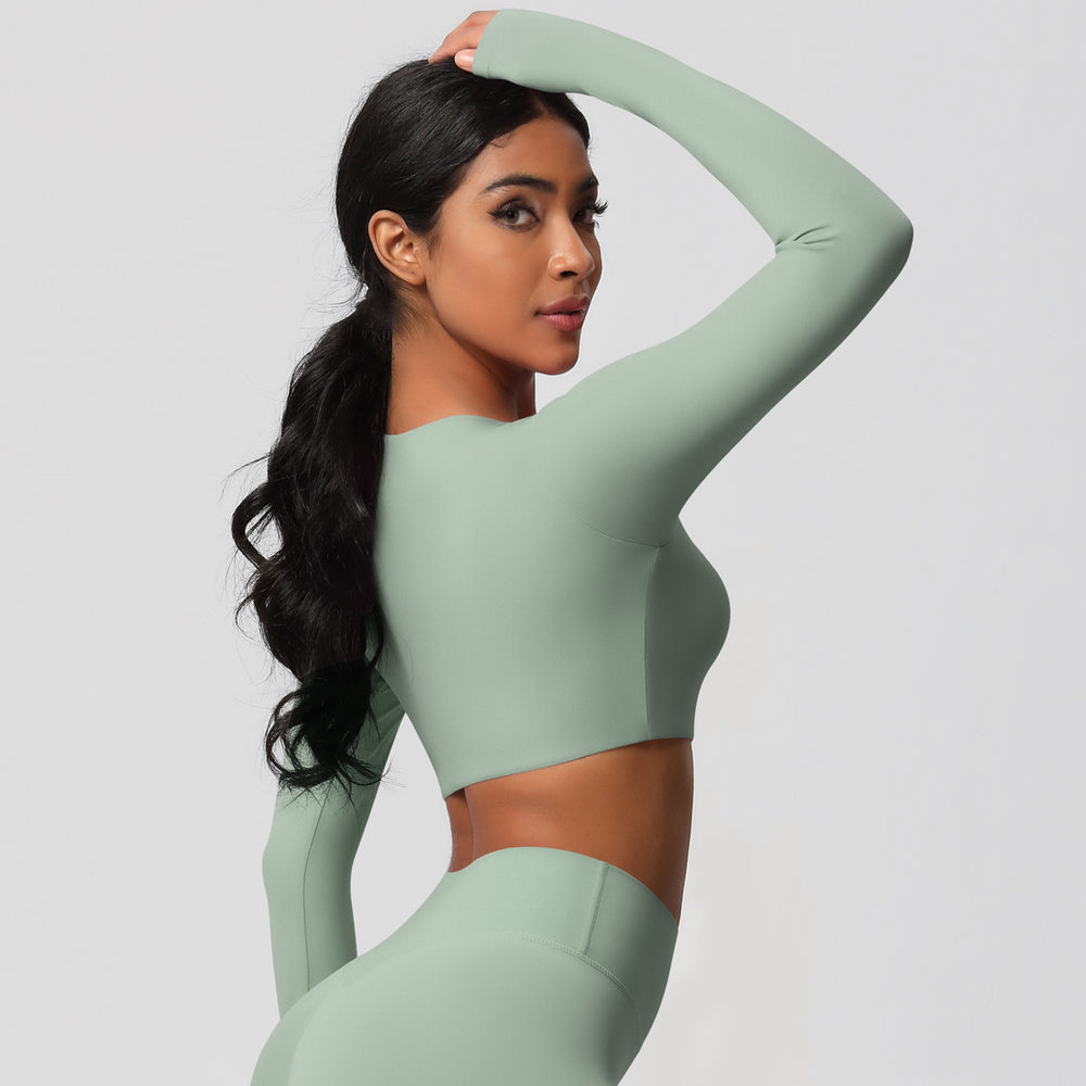 New women's barely-there outdoor running long sleeve t-shirt - compression fit, brushed yoga top, quick-dry, breathable activewear for sports and fitness