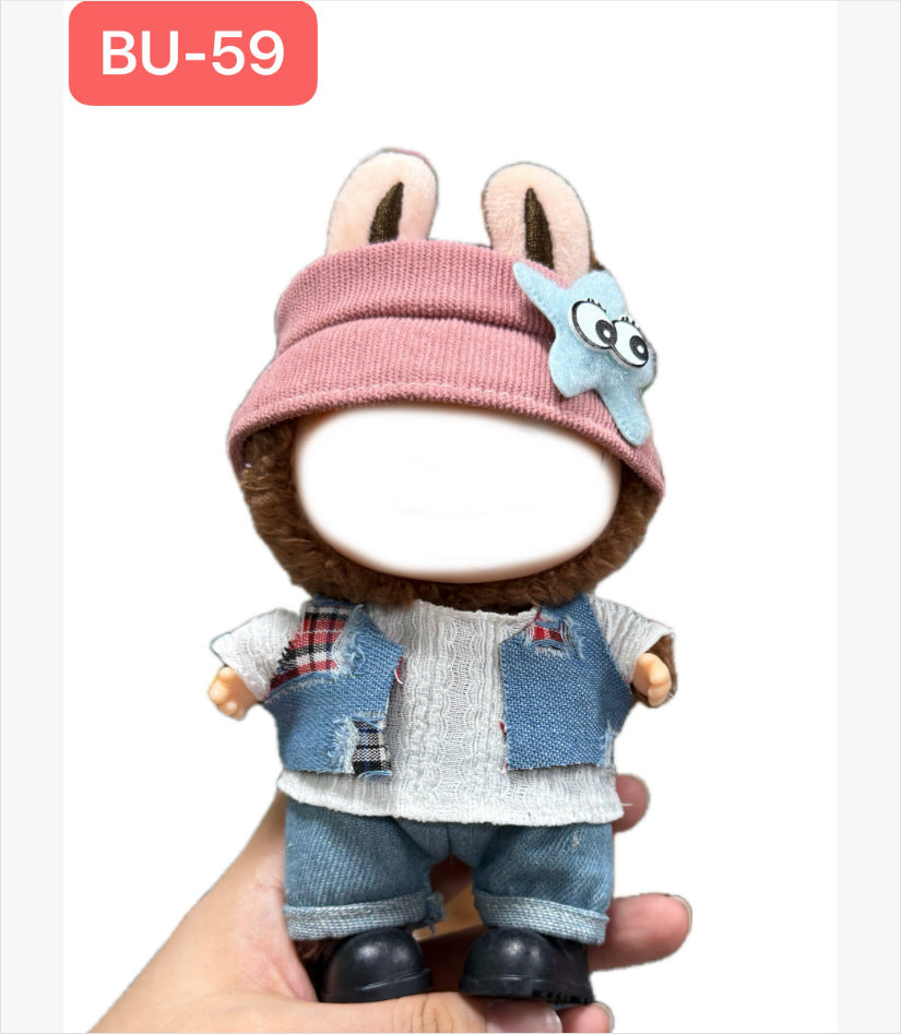 Clothes only, labubu baby clothes, 17cm, first, second and third generation neutralstuffed vinyl doll, dress-up sportswear