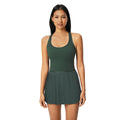 New women's backless sports dress with built-in bra pads, yoga tank dress, cool & breathable tennis pleated skirt d25028