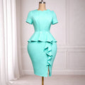 ruffleselegantelegance hip-hugging dress drapedhigh waist mint green party evening dressdresses