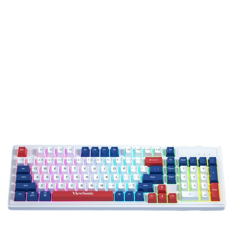 Viewsonic ku127 tri-color mechanical feel keyboard, 98-key layout, wired, universal for office and gaming